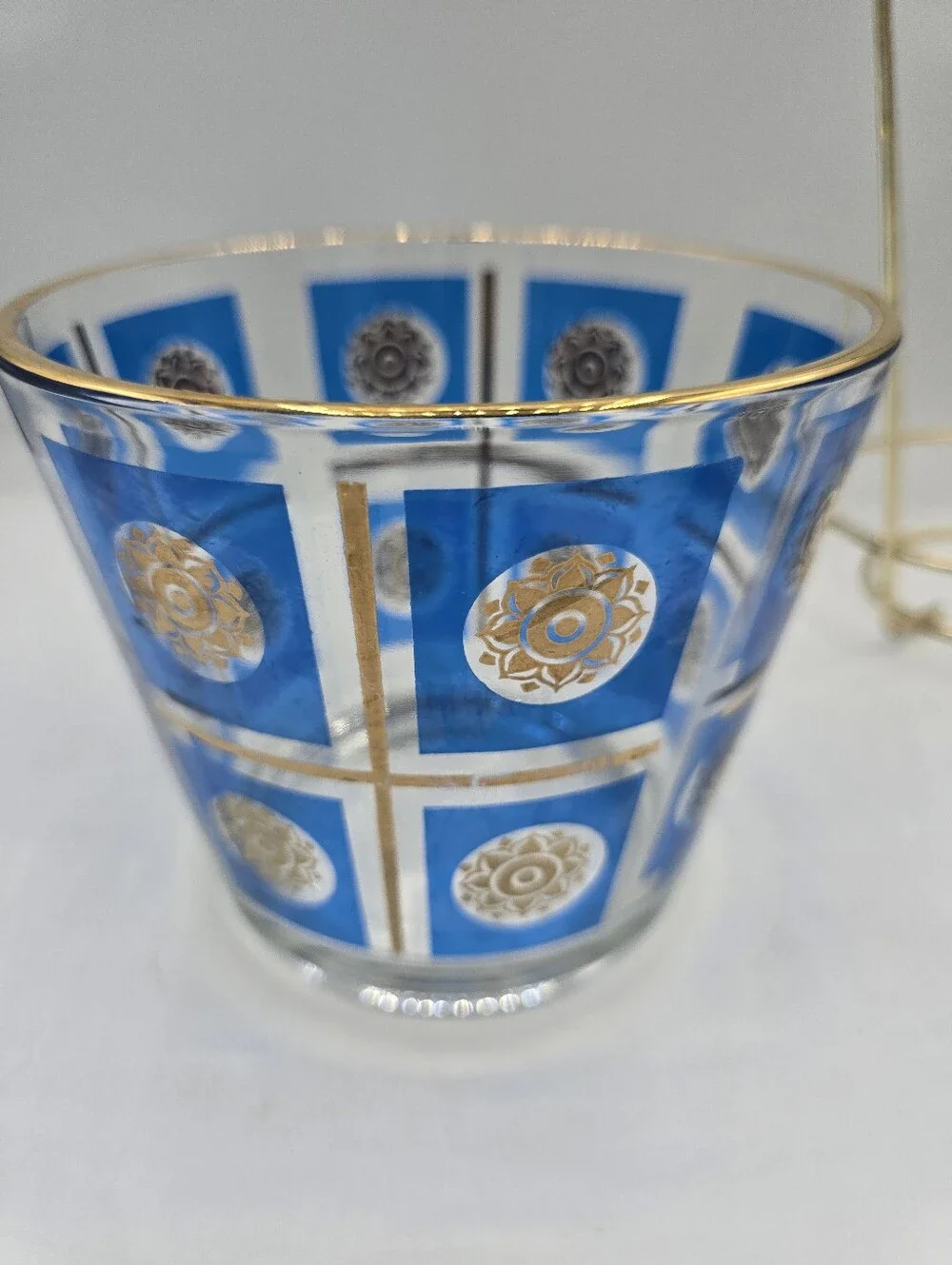 Vintage Jeannette Blue & 22K Gold Ice Bucket | MCM
